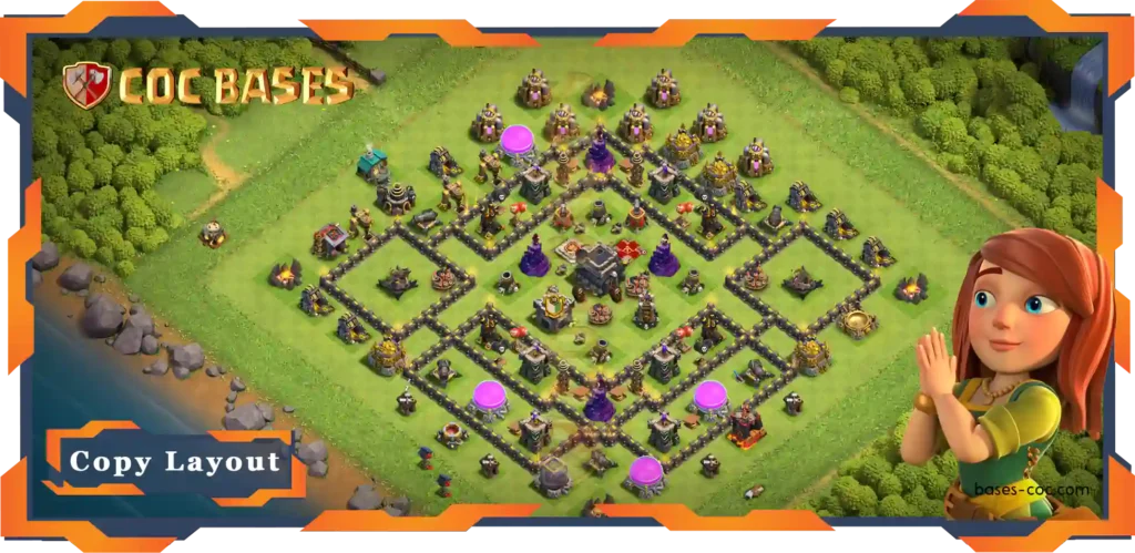 Top Unbeatable Base TH9 with Link, Anti 3 Star, Anti Everything Layout - Clash of Clans (83)