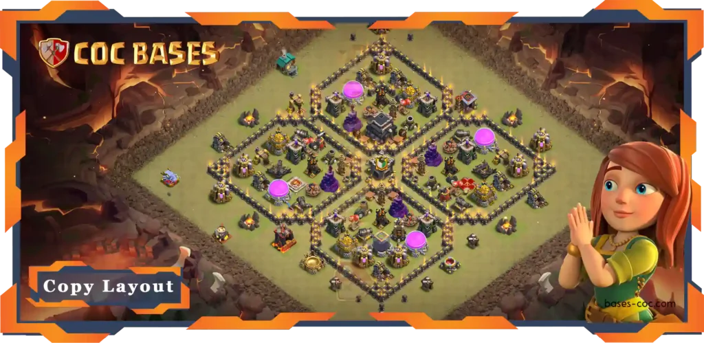 Top War Base TH9 Max Level with Link, Anti Air Dragon, Hybrid Layout - Clash of Clans (71)