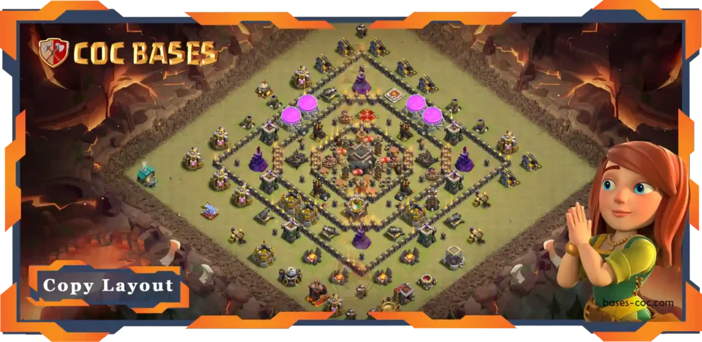 Top War Base TH9 Max Level with Link, Anti Everything, Anti Air Dragon Layout - Clash of Clans (126)