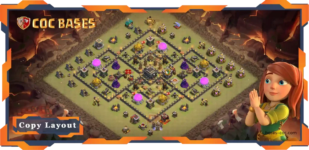 Top War Base TH9 with Link, Anti 2 Star, Anti Air Dragon Layout - Clash of Clans (102)