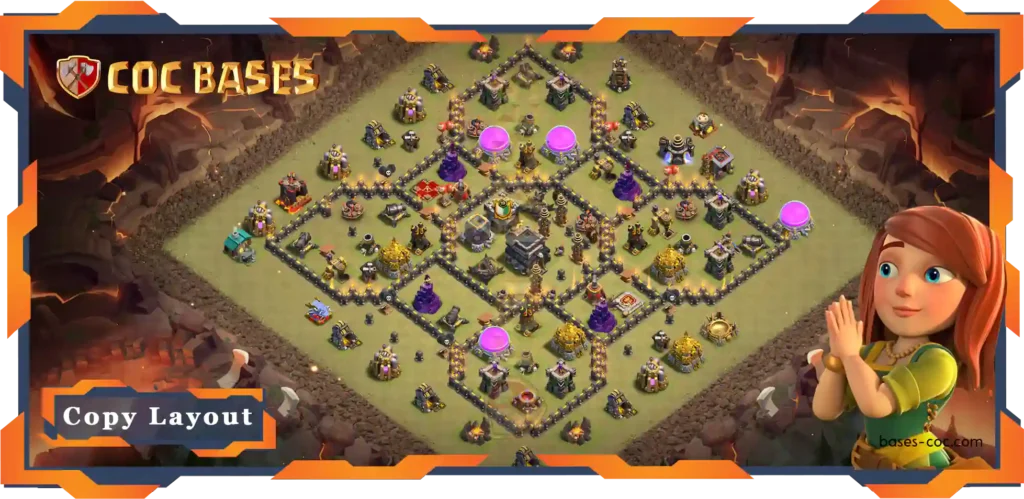 Top War Base TH9 with Link, Anti 2 Star, Anti Everything Layout - Clash of Clans (103)