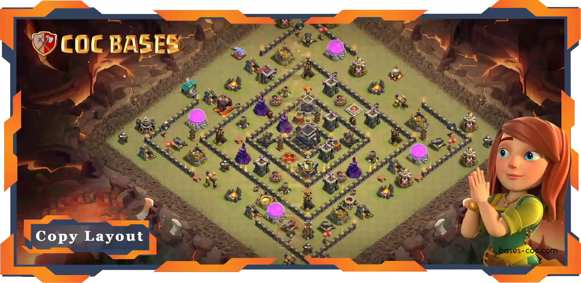 Top War Base TH9 with Link, Anti 3 Star, Anti Air Dragon Layout - Clash of Clans (148)