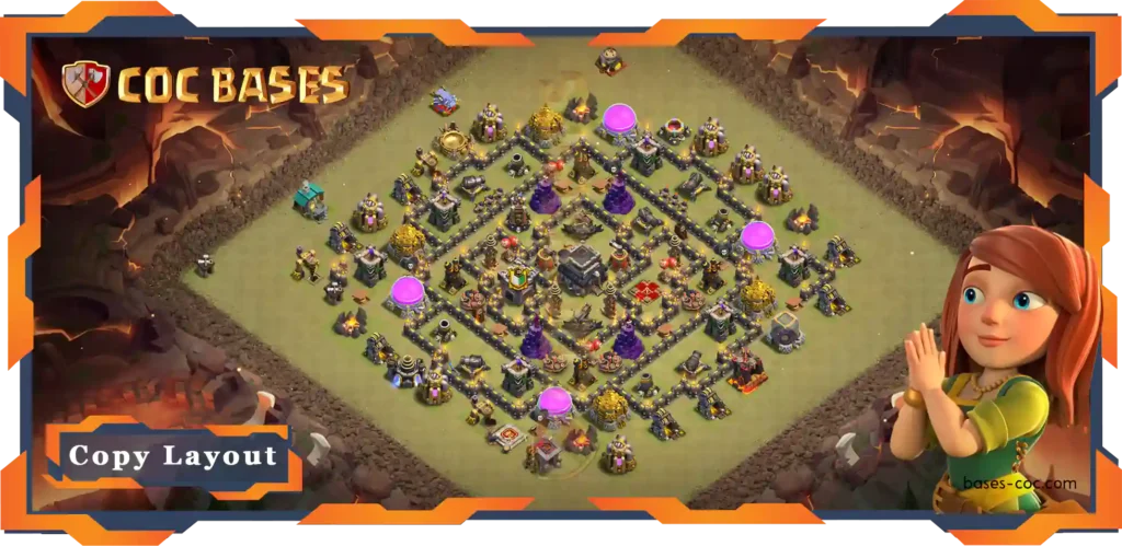 Top War Base TH9 with Link, Anti 3 Star, Anti Everything Layout - Clash of Clans (104)