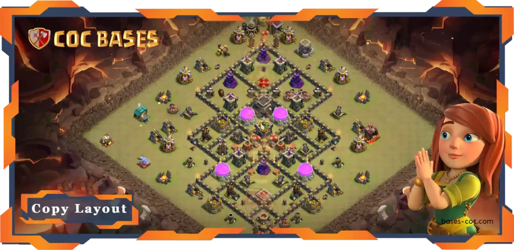 Top War Base TH9 with Link, Anti 3 Star, Anti Everything Layout - Clash of Clans (136)