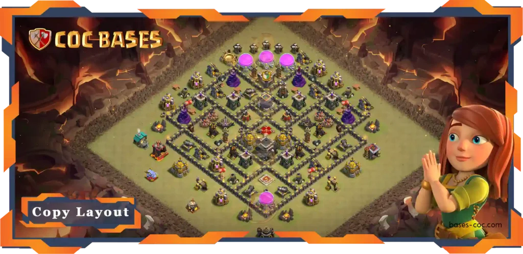 Top War Base TH9 with Link, Anti 3 Star, Anti Everything Layout - Clash of Clans (88)