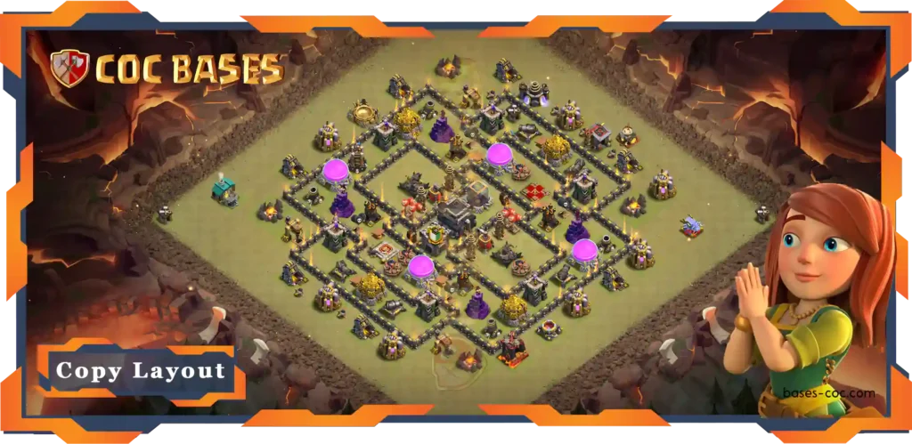Top War Base TH9 with Link, Anti 3 Star, Hybrid Layout - Clash of Clans (106)