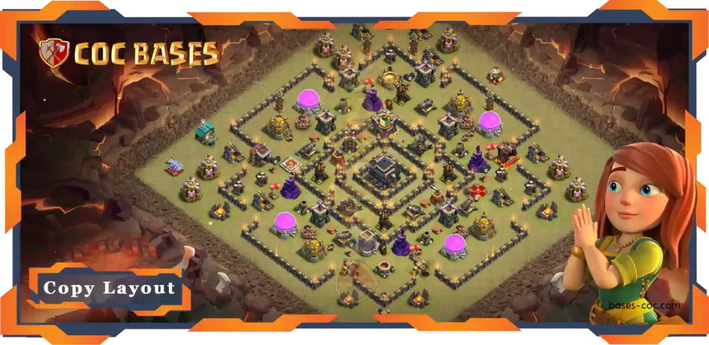 Top War Base TH9 with Link, Anti 3 Star, Hybrid Layout - Clash of Clans (67)