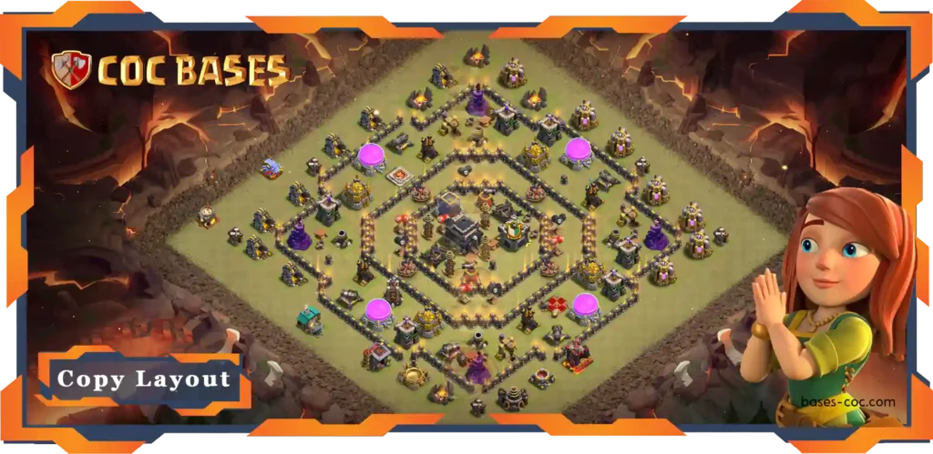Top War Base TH9 with Link, Anti 3 Star, Hybrid Layout - Clash of Clans (84)