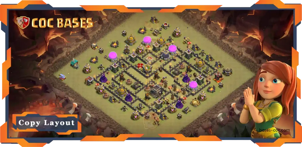 Top War Base TH9 with Link, Anti Everything, Defence Layout - Clash of Clans (69)