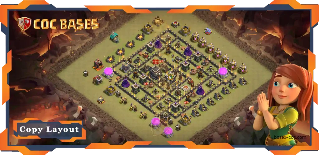Top War Base TH9 with Link, Defence, Anti Everything Layout - Clash of Clans (135)