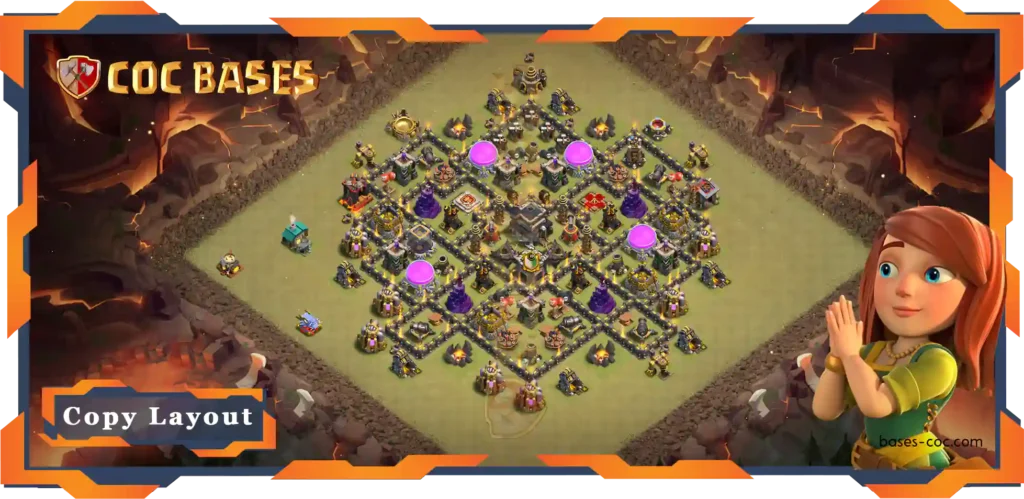 Top War Base TH9 with Link, Hybrid, Anti 2 Star Layout - Clash of Clans (133)