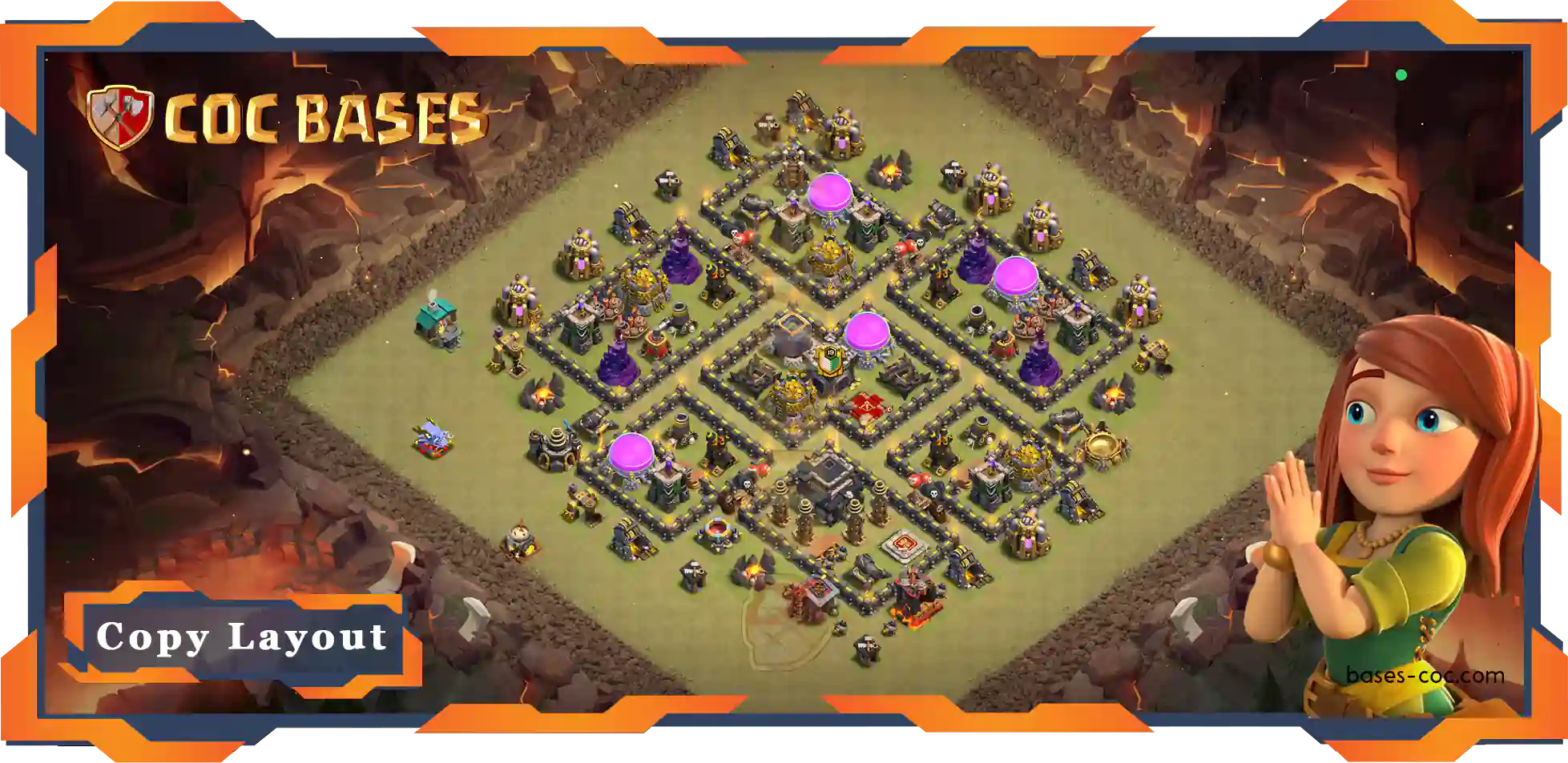 Top War Base TH9 with Link, Hybrid, Anti AirDragon Layout - Clash of Clans (96)