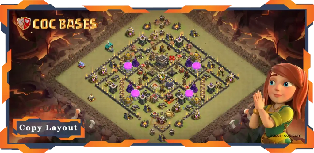 Top War Base TH9 with Link, Hybrid, Anti Everything Layout - Clash of Clans (75)