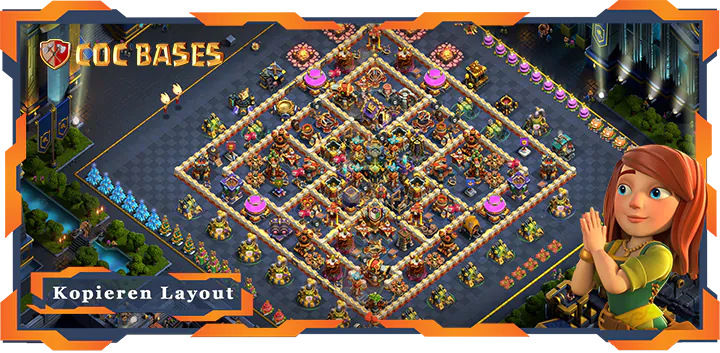 Beste Basis RH17 met Link, Anti Trophäe, Hybrid, Verteidigung layout - Clash of Clans (96)