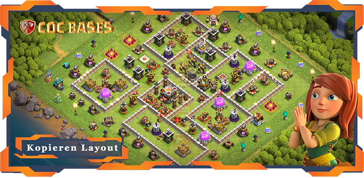 Beste Farmen Basis RH11 mit Link, Hybrid, Anti Luft Elektro Drache Layout - Clash of Clans (60)