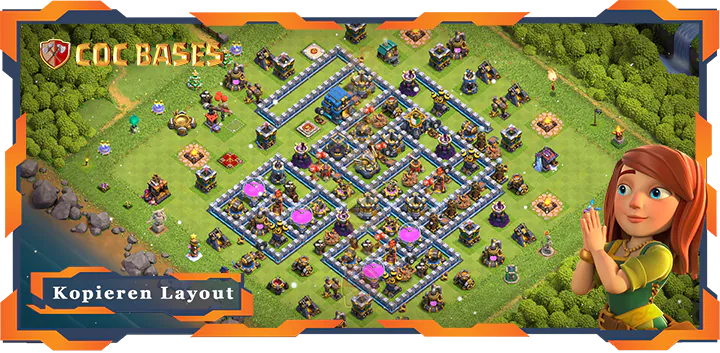 Beste Farmen Basis RH12 Max. Level met Link, Hybrid Layout - Clash of Clans (36)