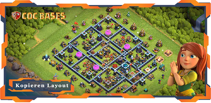 Beste Farmen Basis RH13 mit Link, Anti Luft Elektro Drache, Anti 3 Stern, Hybrid Layout - Clash of Clans (02)