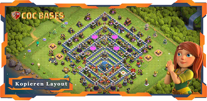 Beste Hybrid Basis RH12 Max. Level met Link, Farmen Layout - Clash of Clans - (34)