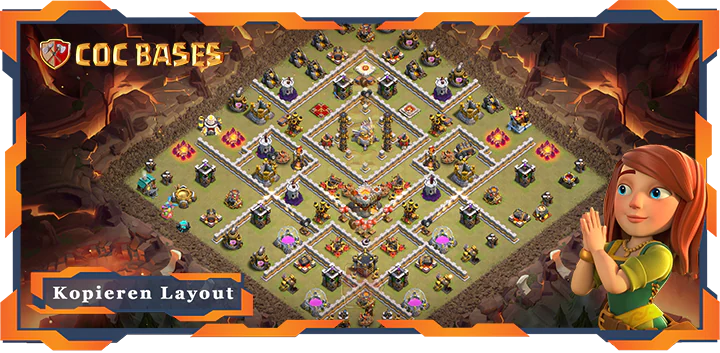 Beste Krieg Basis RH11 mit Link, Verteidigung, KriegCKL, Anti Alles Layout - Clash of Clans (45)