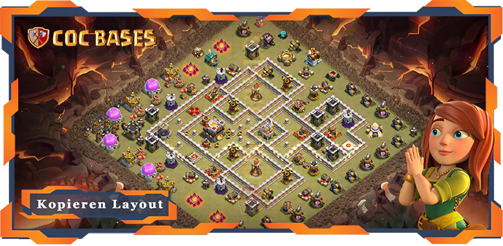 Beste Krieg Basis RH11 mit Link, Verteidigung, KriegCKL, Anti Alles Layout - Clash of Clans (48)
