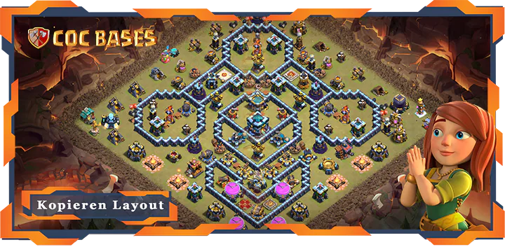 Beste Krieg Basis RH13 mit Link, Anti 3 Stern, Anti Luft Elektro Drache, KriegCKL Layout - Clash of Clans (05)