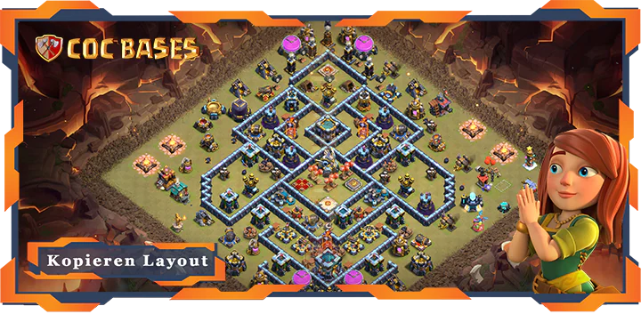 Beste Krieg Basis RH13 mit Link, Anti Alles, Verteidigung, KriegCKL Layout - Clash of Clans (12)