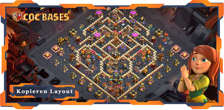 Beste Krieg Basis RH17 met Link, Verteidigung, Anti Alles layout - Clash of Clans (90)