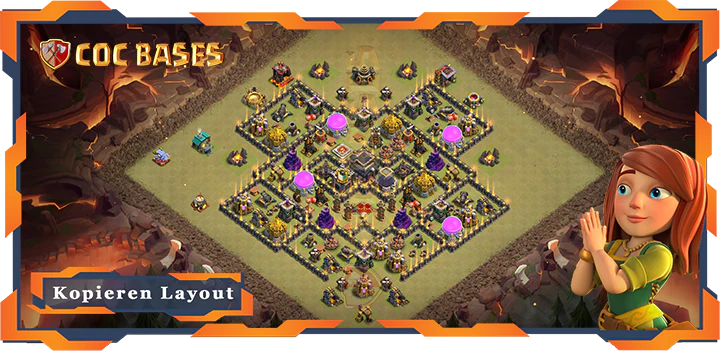 Beste Krieg Basis RH9 mit Link, Anti 2 Stern, KriegCKL, Hybrid Layout - Clash of Clans (49)