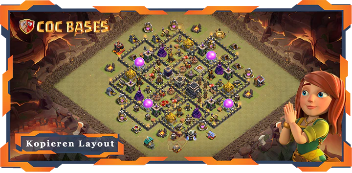 Beste Krieg Basis RH9 mit Link, Verteidigung, Hybrid, KriegCKL Layout - Clash of Clans (11)