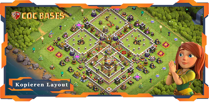 Beste Verteidigung Basis RH11 mit Link, Anti Trophäe, Anti Alles - Clash of Clans (09)