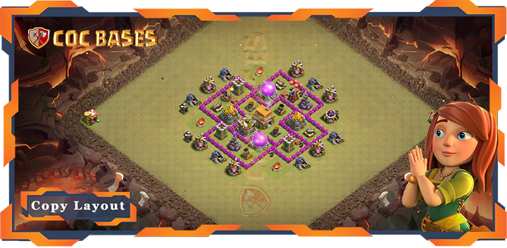 Top Base TH6 with Link, WarCWL, Anti 2 Star, Anti Everything Layout - Clash of Clans (85)