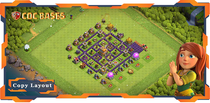Top Base TH7 max level with Link, Anti AirDragon, Defence Layout - Clash of Clans (79)