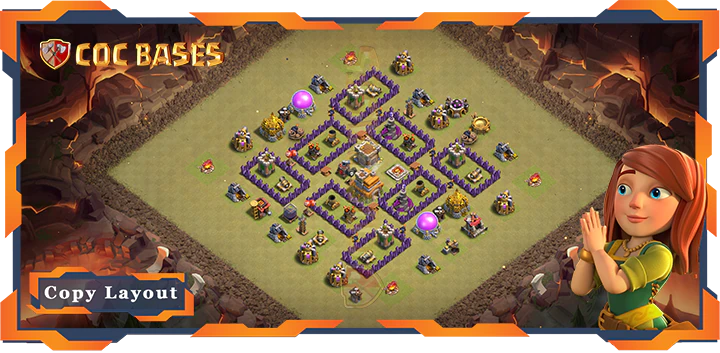 Top Base TH7 max level with Link, WarCWL, Anti AirDragon Layout - Clash of Clans (82)