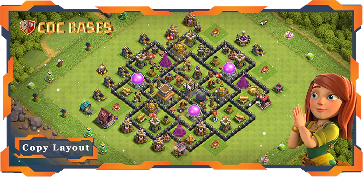 Top Base TH8 with Link, Anti AirDragon, Defence Layout - Clash of Clans (65)