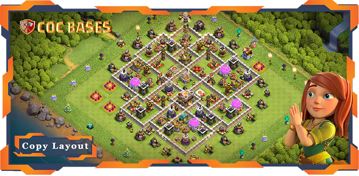 Top Farming Base TH11 with Link, Hybrid, Anti 3 Star Layout - Clash of Clans (255)