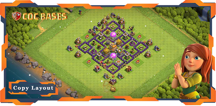 Top Farming Base TH7 with Link, Anti 2 Star, Hybrid Layout - Clash of Clans (139)
