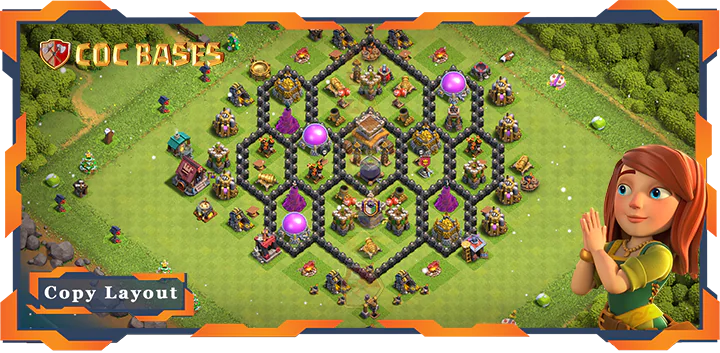 Top Farming Base TH8 with Link, Anti Everything, Hybrid Layout - Clash of Clans (99)