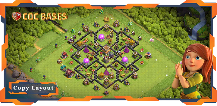 Top Farming Base TH8 with Link, Hybrid, Anti 3 Star Layout - Clash of Clans (128)
