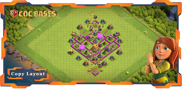 Top Hybrid Base TH6 with Link, Defense Layout- Clash of Clans (116)