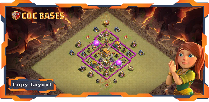 Top War Base TH6 with Link, Anti 2 Star, Hybrid Layout - Clash of Clans (87)