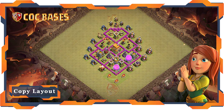 Top War Base TH6 with Link, Anti Air, Anti 2 Star Layout - Clash of Clans (144)