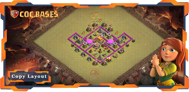 Top War Base TH6 with Link, Hybrid, Anti Air Layout - Clash of Clans (123)