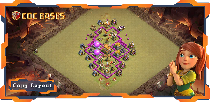 Top War Base TH6 with Link, Hybrid, Defense Layout - Clash of Clans (101)
