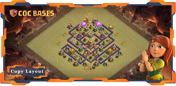 Top War Base TH7 with Link, Anti 2 Star, Anti AirDragon Layout - Clash of Clans (106)