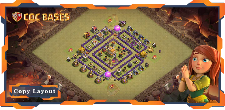 Top War Base TH7 with Link, Anti AirDragon, Defence Layout - Clash of Clans (64)