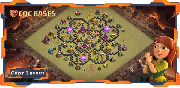 Top War Base TH8 with Link, Hybrid, Anti 3 Star Layout - Clash of Clans (141)