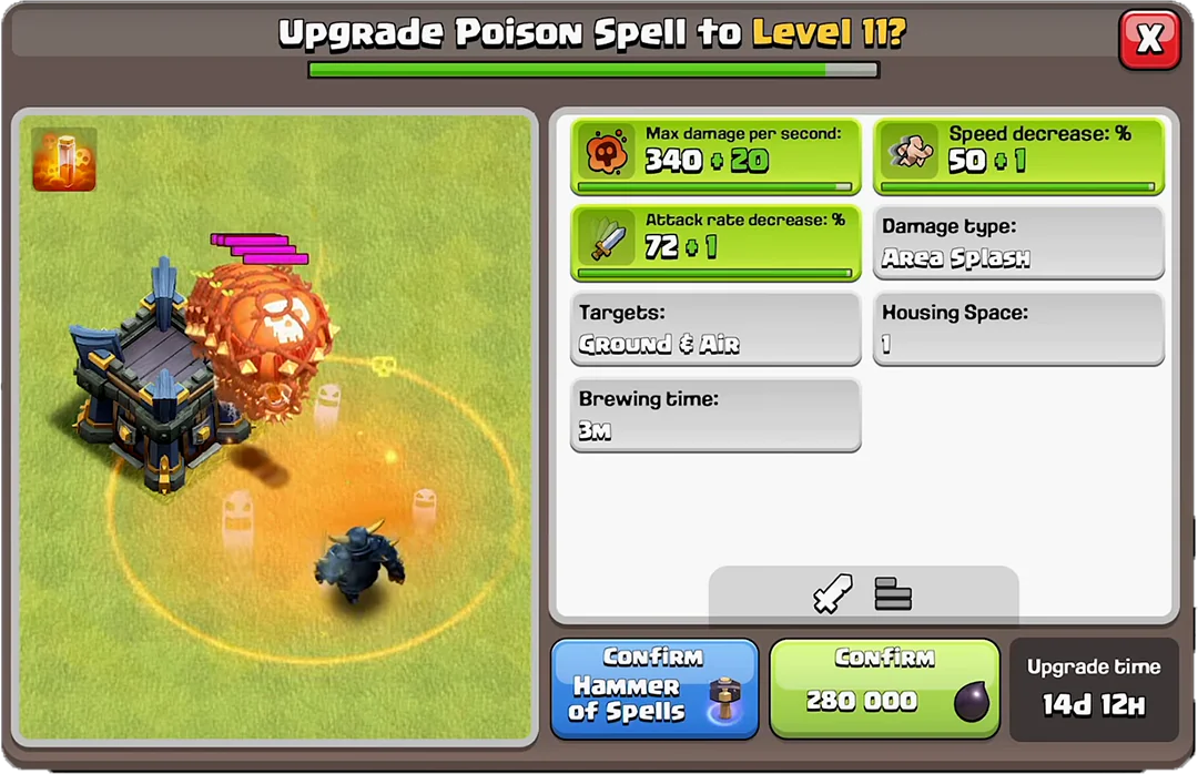 poison spell new level 11