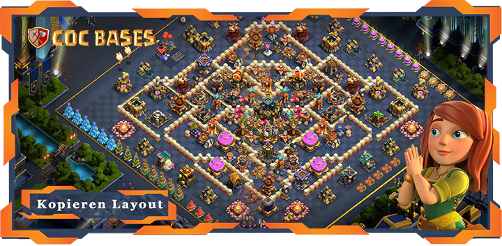 Beste Anti 3 Stern Basis RH17 met Link, Verteidigung, Anti Alles layout - Clash of Clans (129)