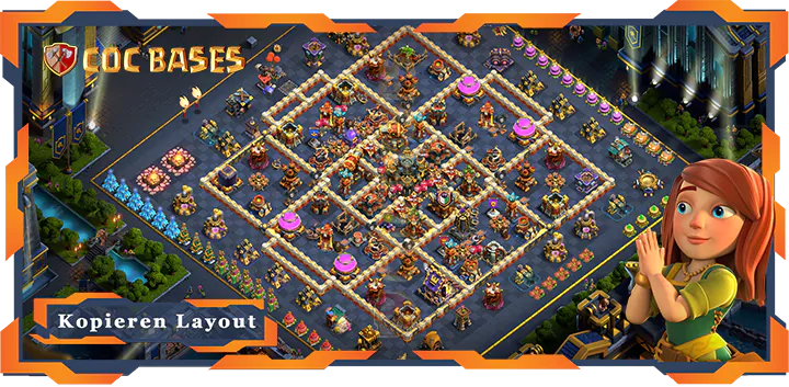 Beste Anti Trophäe Basis RH17 met Link, Hybrid, Verteidigung layout - Clash of Clans (134)