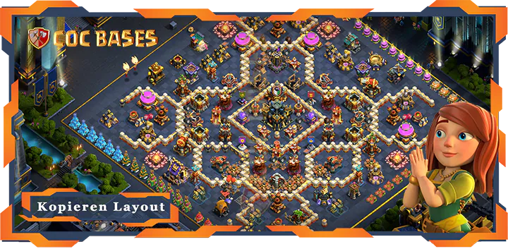Beste Hybrid Basis RH17 met Link, Verteidigung, Anti Alles layout - Clash of Clans (127)